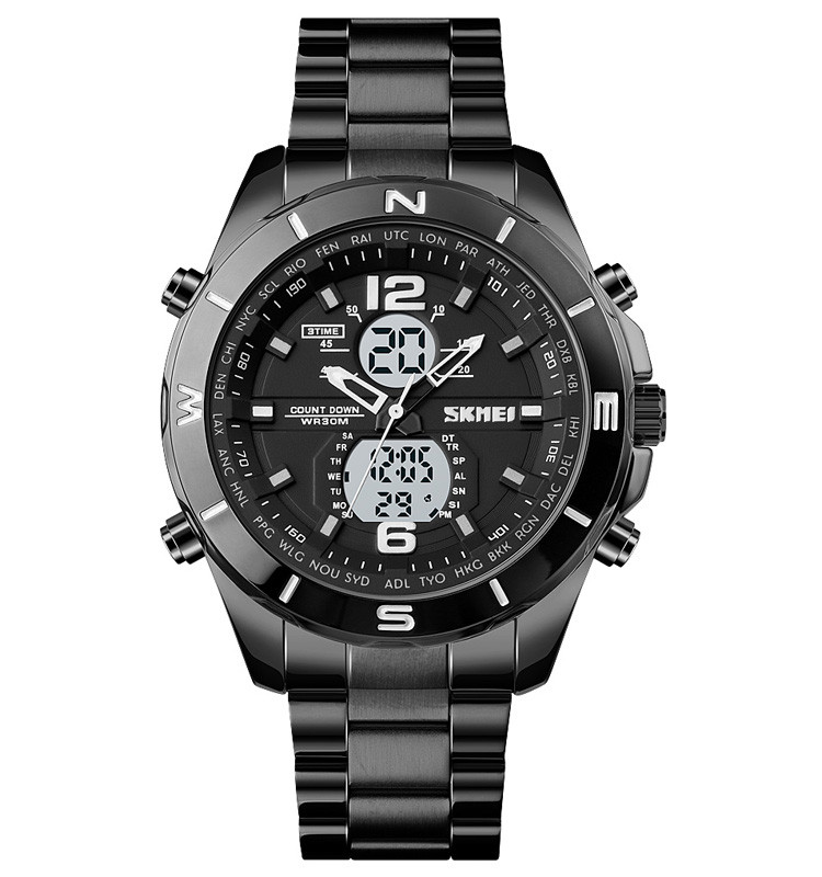 Skmei 1670 чорні з білим чоловічі наручні годинники