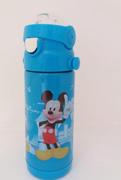Детский термос для напитков и чая с трубочкой и с ремешком zk g603 350ml голубой бутылочка для воды - фото 2 - id-p618481992