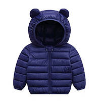 Базовая детская синяя курточка с ушками на мальчика 92, 98, 110 см (от 1 до 5 лет) куртка осень демисезон