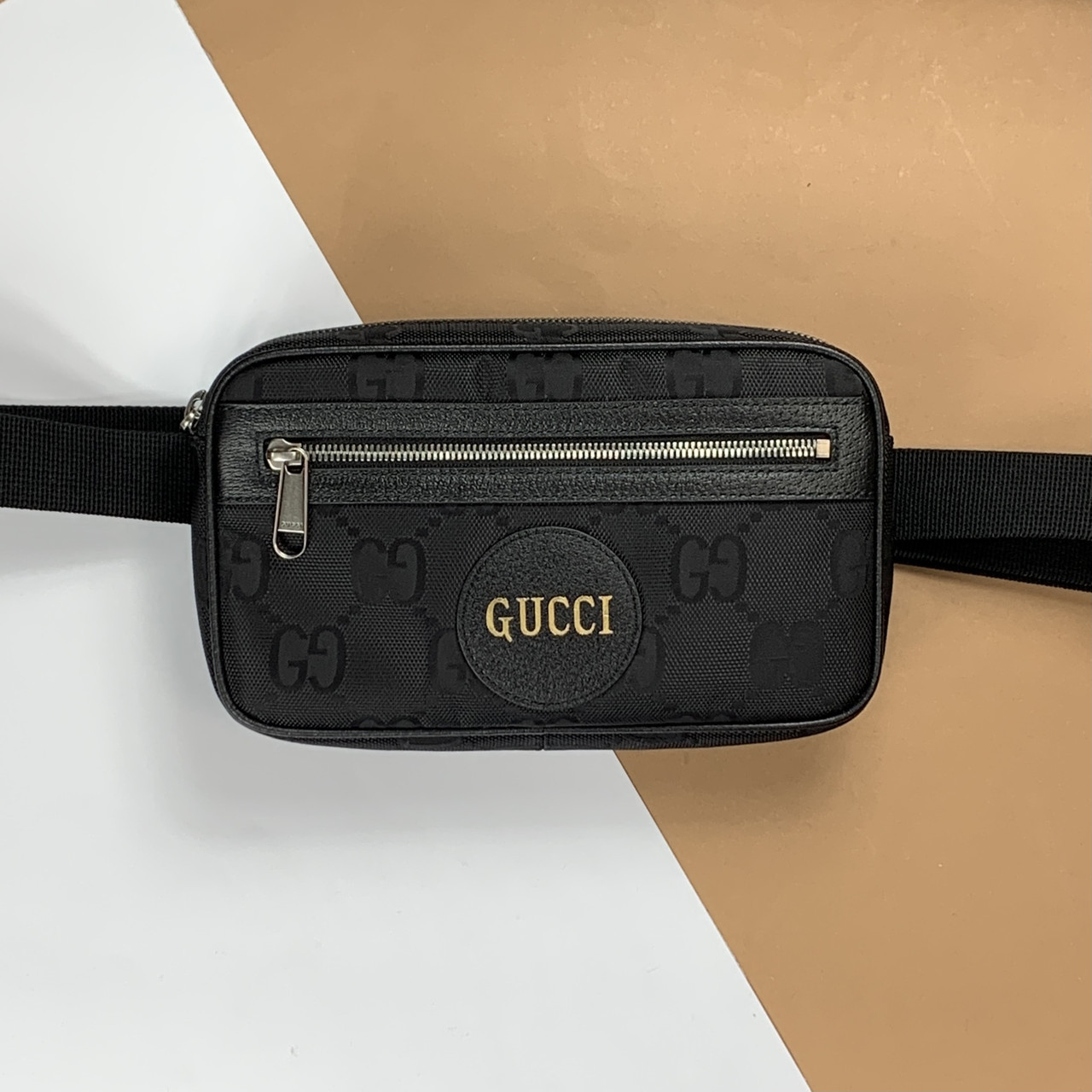 Поясна сумка Gucci чорна чоловіча з логотипом Гуччі