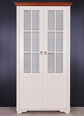 Шафа-вітрина 2-х дверна в класичному стилі модель Марсель РКБ-Меблі, колір білий / горіх, фото 2