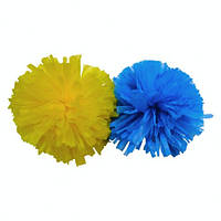 Желто-голубые помпоны шары круглые для танцев и чирлидинга матовые.