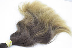 Темне 100% слов'янське волосся для нарощування з освітленими кінцями 42 см, 122 грам
