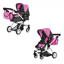 Коляска для ляльок і пупсів з люлькою, сумкою і сидінням MELOBO 9651B ROSE RED CARRELLO MAESTRO, малинова