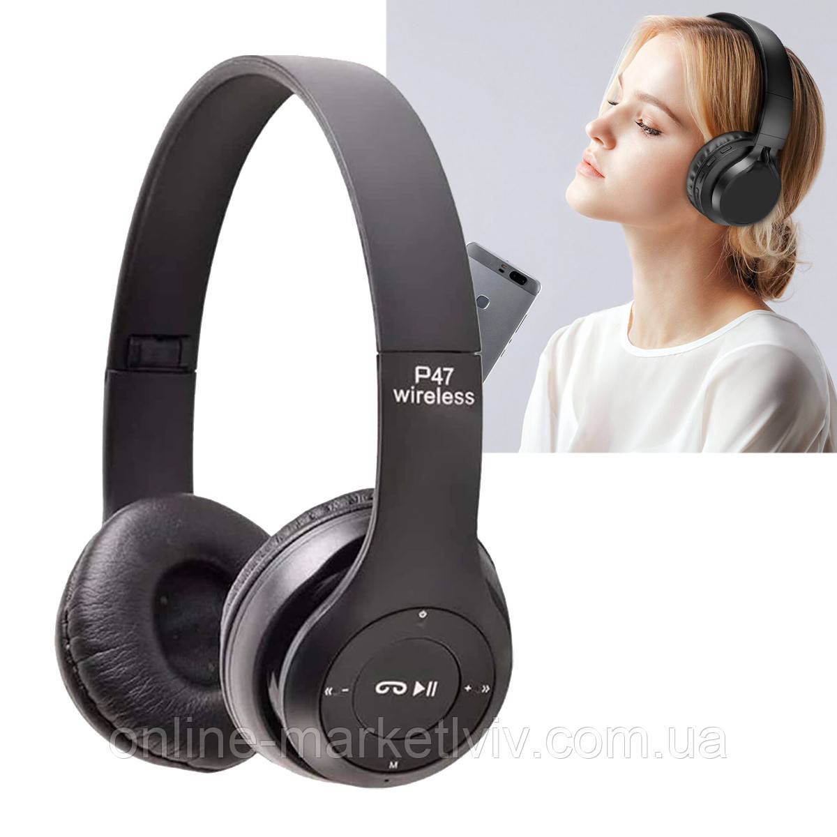 Бездротові навушники MDR P47+BT / Навушники bluetooth / Навушники з плеєром / Навушники бездротові