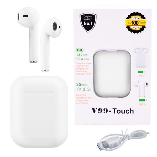 Бездротові навушники V99-Touch з кейсом, white
