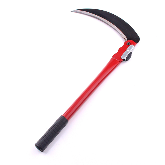 Ручна складна коса з металевою круглою ручкою для саду і дачі червона 50 см