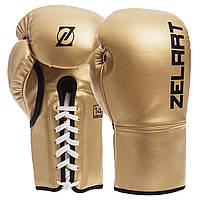 Професійні рукавиці боксерські, на шнурівці Zelart (10,12,14 унцій) BO-1348 золотий