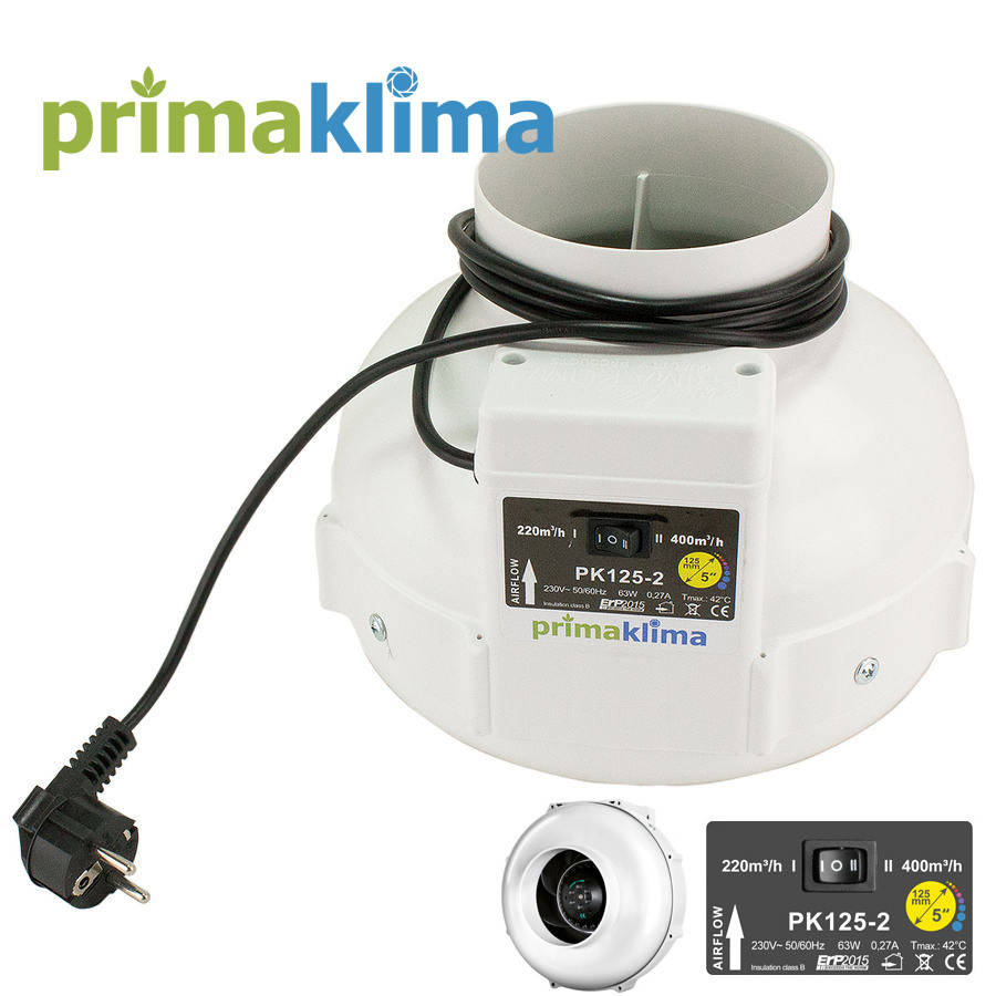 

Prima Klima PK125-2 (2-скорости).Канальный вентилятор 220-400 m³/ч, Белый