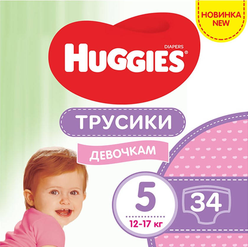 

Підгузки-трусики Huggies Pants для дівчаток 5 (12-17кг), 34шт