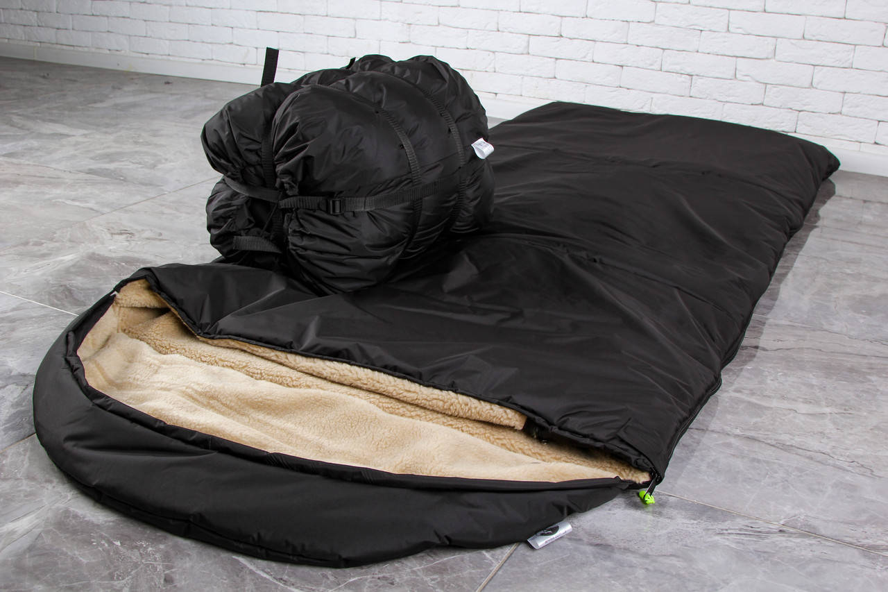 

Тактический спальный мешок на экомеху (до -25) спальник туристический для похода, для холодной погоды!, Хаки