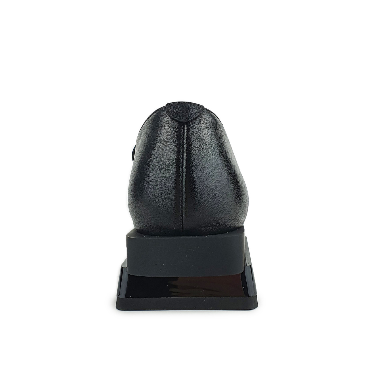 Стильные женские лоферы черного цвета на не высоком каблуке - фото 4 - id-p1463898471