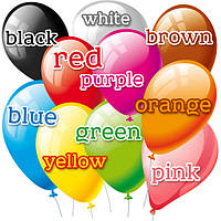 Наклейка:" кольори англійською мовою на різнокольорових повітряних кульках"