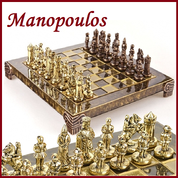 Шахи подарункові імперські Manopoulos Візантійська імперія в дерев'яному футлярі 20х20 см Коричневий