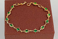 Браслет Xuping Jewelry солнышки с зелеными камнями по всей длине 20,5 см 7 мм золотистый