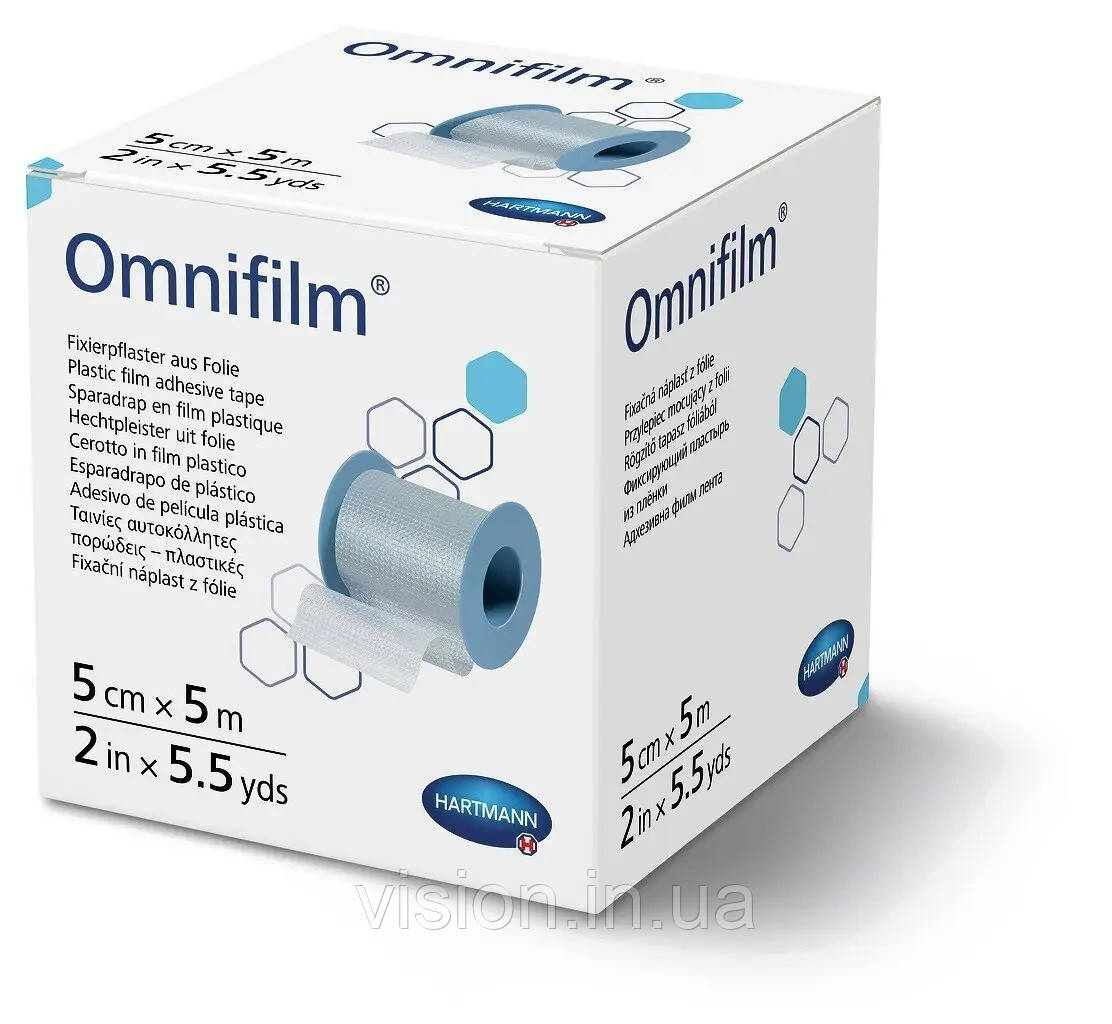 Пластир фіксуючий з прозорої плівки Omnifilm 5 см х 5 м 1шт, фото 1