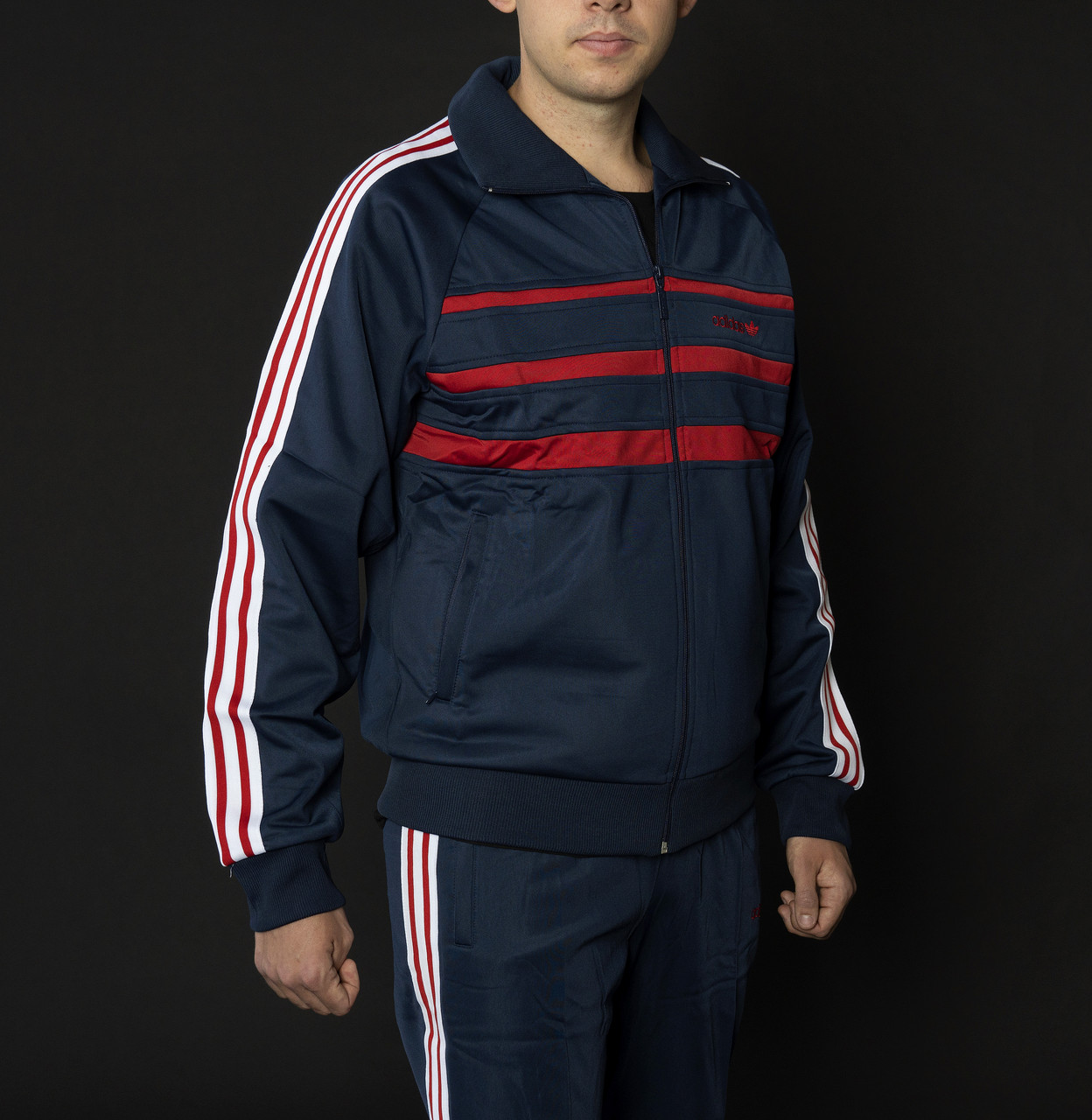 Чоловічий спортивний костюм Адідас Зебра синій Вінтаж 90-х Adidas Австрія Спортивні костюми великі розміри