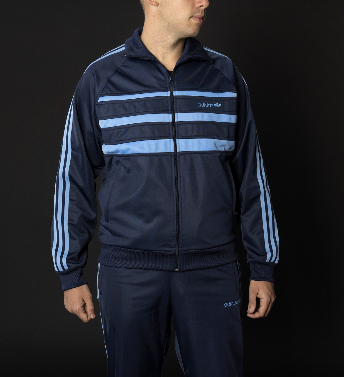 Чоловічий спортивний костюм Адідас Зебра синій Вінтаж 90-х Adidas Австрія Спортивні костюми великі розміри