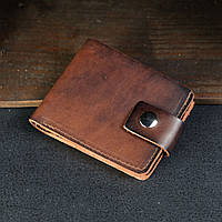 Классический кошелек-портмоне (на 6 карт), натуральная кожа Итальянский Краст, цвет вишня