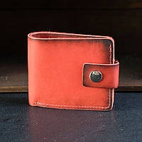 Классический кошелек-портмоне (на 6 карт), натуральная кожа Итальянский Краст, цвет красный