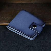 Классический кошелек-портмоне (на 6 карт), натуральная кожа Итальянский Краст, цвет синий