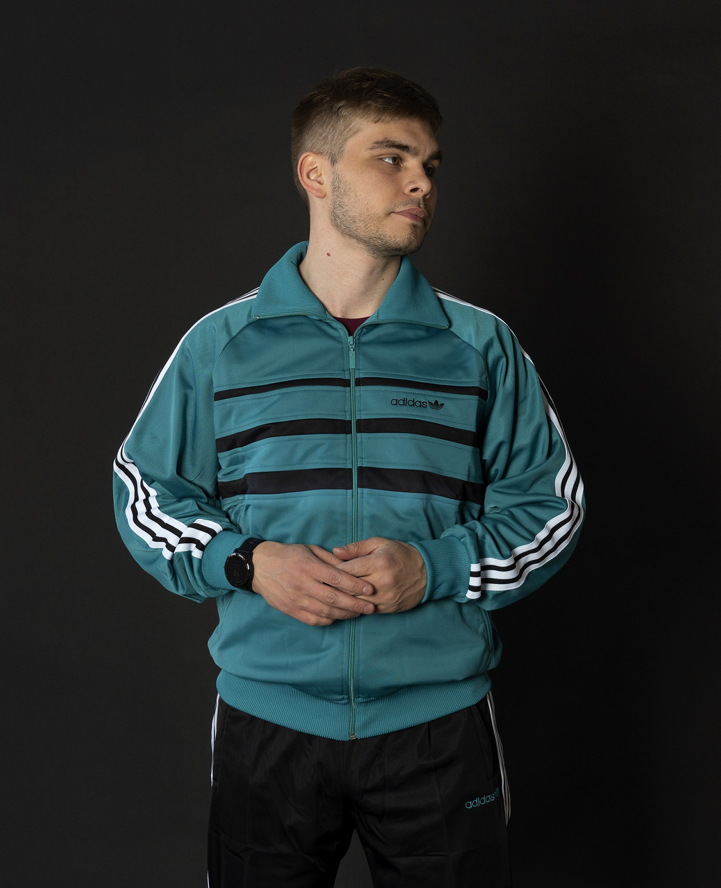 Чоловічий спортивний костюм адідас Зебра бірюзовий Вінтаж 90-х Adidas Австрія Спортивні костюми великі розміри