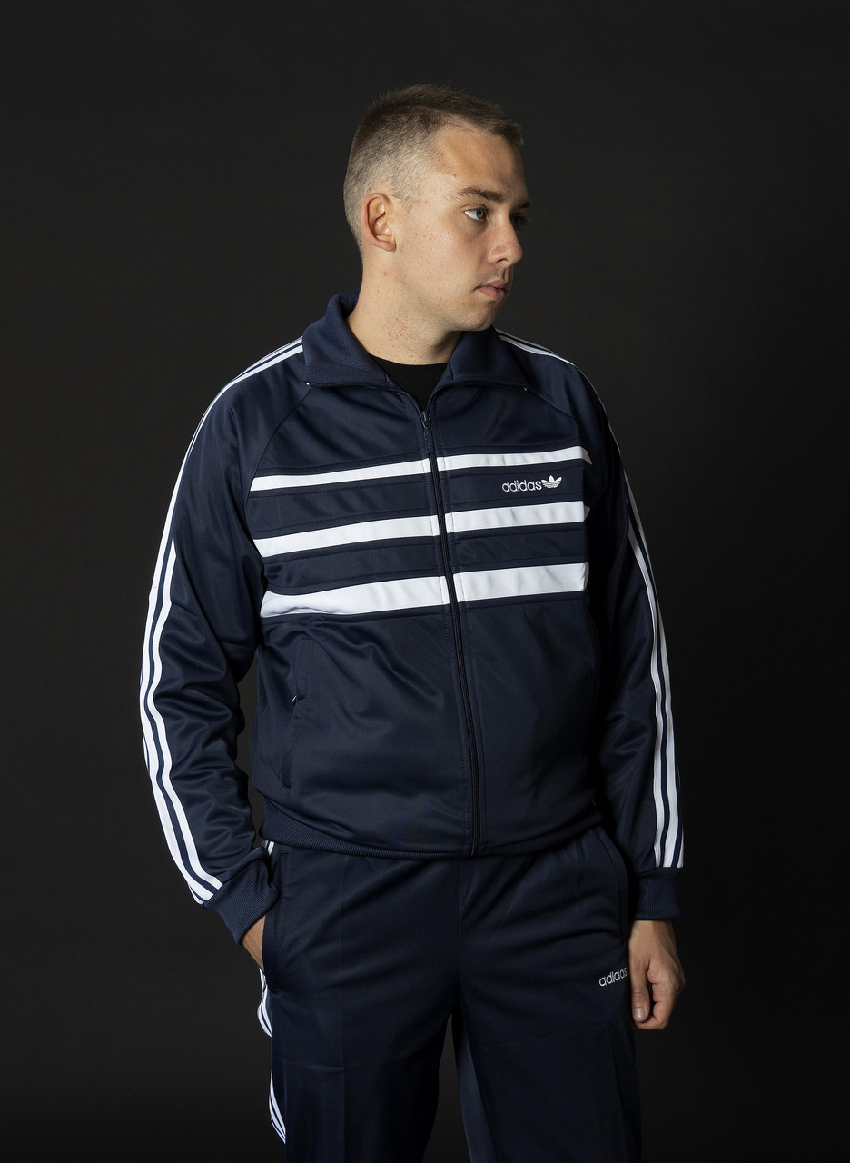 Чоловічий спортивний костюм Адідас Зебра синій Вінтаж 90-х Adidas Австрія Спортивні костюми великі розміри