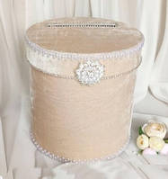 Коробочка для конвертів та грошей  весільна з бархатним покриттям