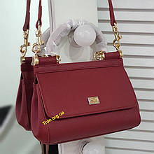 Якісна жіноча шкіряна сумка Dolce & Gabbana (Дольче Габбана) копія клас ААА вишнева