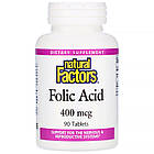 Natural Factors, фолієва кислота, 400 мкг, 90 таблеток