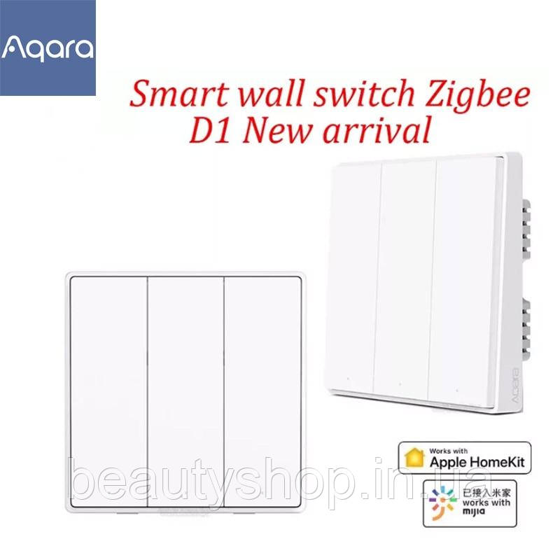 Настінний вимикач Aqara D1 з 3 кнопками, розумний вимикач ZigBee Zero Line Fire Wire, дистанційний