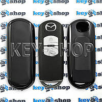 Чехол на смарт ключ Mazda (Мазда), (черный, полиуретановый), кнопки с защитой