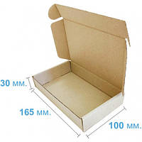 Коробочка картонная самосборная плоская 165 х 100 х 30, бурая, коробка книжка, плоская коробка
