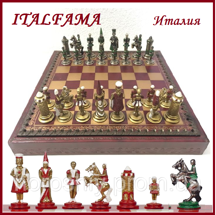 Шахи з бронзи подарункові ITALFAMA Камелот Епоха відродження 28 х 28 см