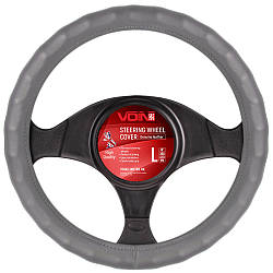 Чохол на кермо 40-41 см (L) | сірий/БО/шкіра один шов VOIN