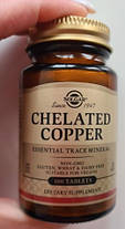 Мідь (Хелат) Solgar Chelated Copper 100 таблеток, фото 3