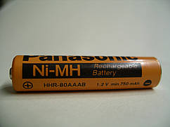 Акумулятор Panasonic HHR-80AAAB (750 mAh) NIMH 1.2V ціна за кабель