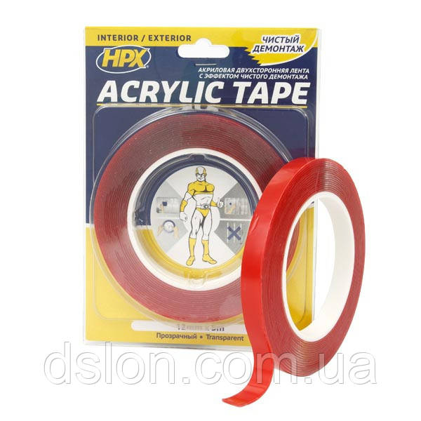 TT1205 Стрічка двостороння ACRYLIC TAPE 12мм*5м прозора (блістер)