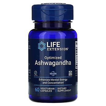 Оптимізований екстракт Ашваганди 125 мг Life Extension Ashwagandha для пам'яті 60 вегетаріанських капсул