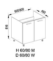 Нижний Кухонный шкафчик 80М под мойку Софи