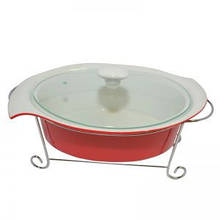 Марміт 2 літри коралового кольору зі скляною кришкою Krauff