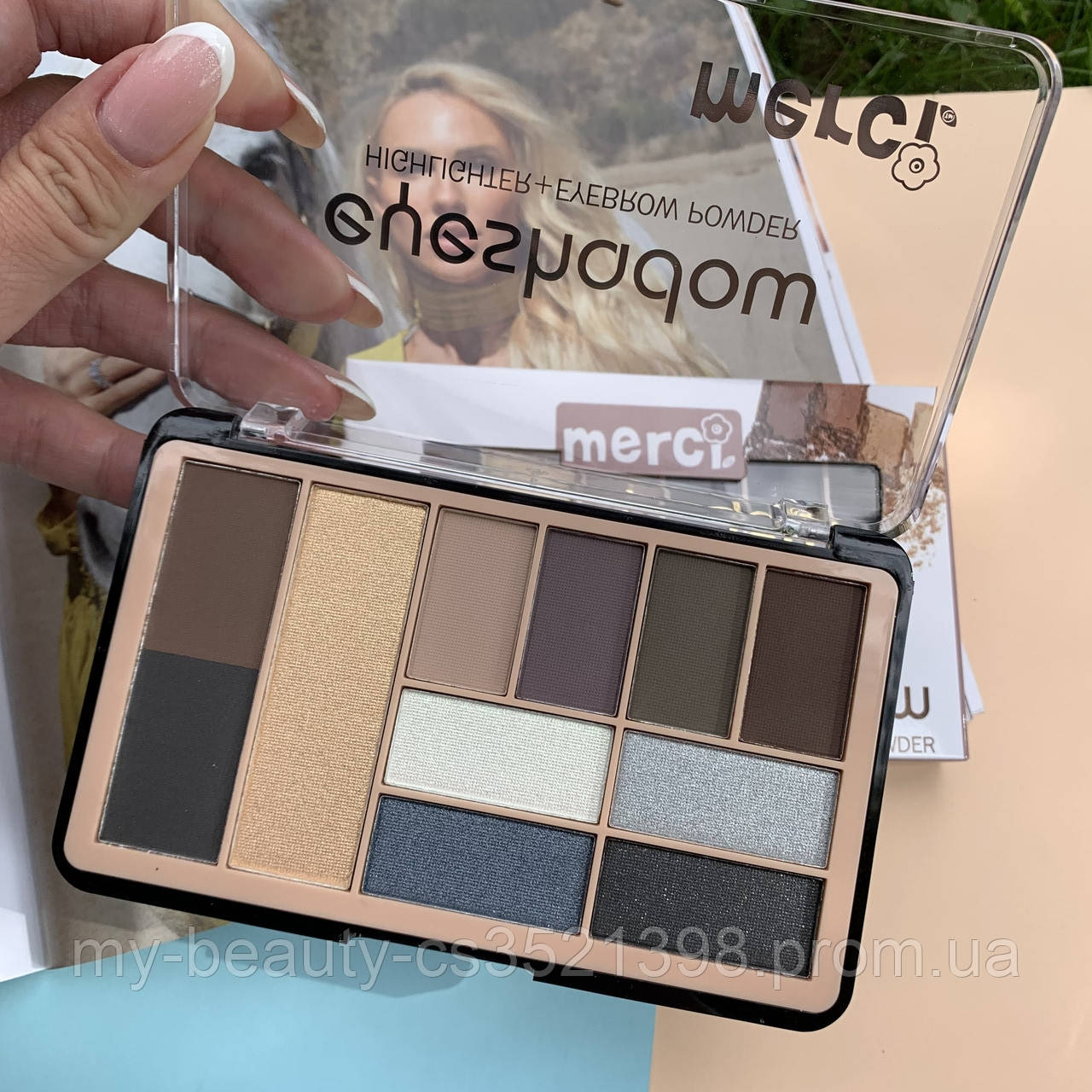 Палітра тіней 3в1 (для очей, брів і хайлайтери для обличчя ) MERCI EYESHADOW M-511 №3