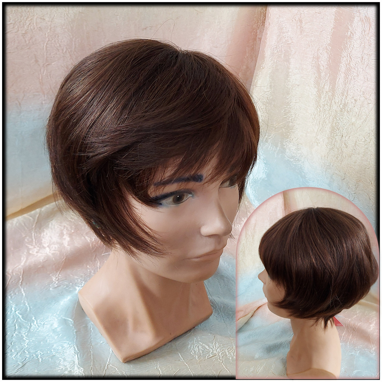 Перуки з натуральних волосся боб-каре шоколадно-каштановий 1727HH-2/33, фото 1