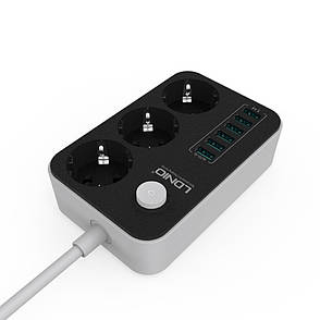Мережевий подовжувач Ldnio SE3631 3 розетки, 6 USB 5V 3.4 A 17W, кабель 1.6 м, фото 2