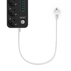 Мережевий подовжувач Ldnio SE3631 3 розетки, 6 USB 5V 3.4 A 17W, кабель 1.6 м, фото 3