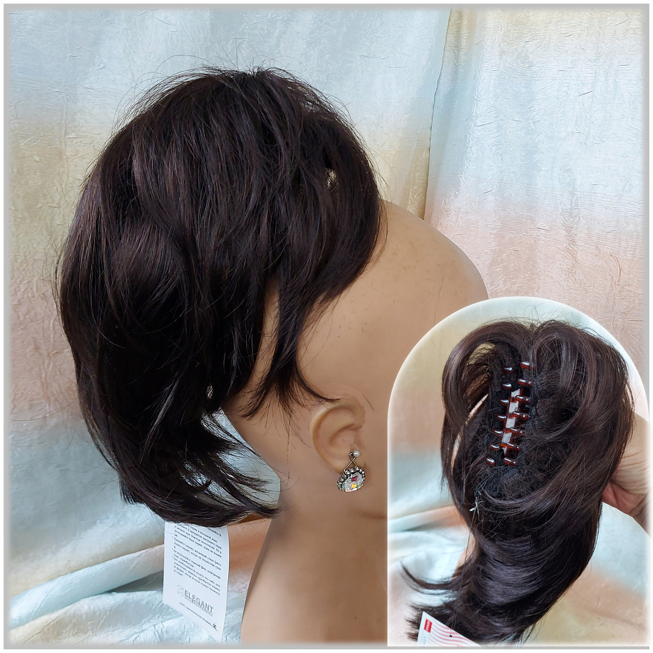 Хвіст шиньйон каскад на крабі каштановий L22A - 33, фото 1