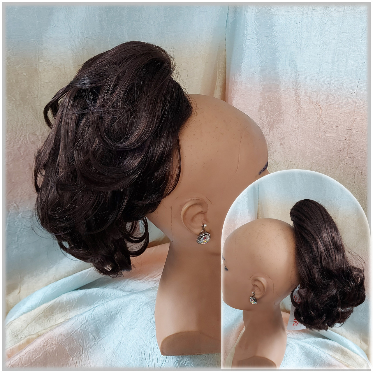 Хвіст-шиньйон каскад двосторонній на крабе каштаново-шоколадний AERO-2/33, фото 1