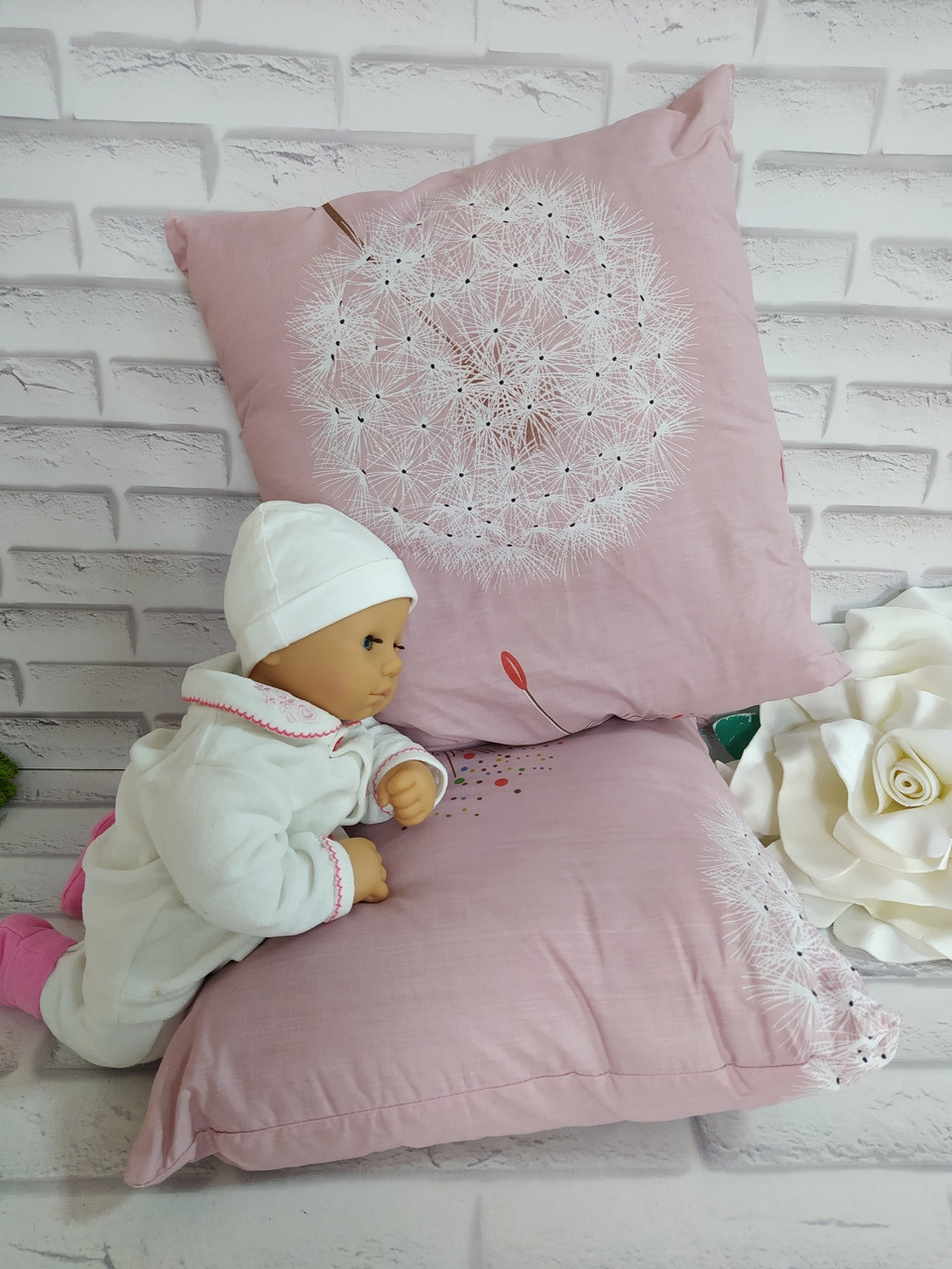 Подушка дитяча для сну 50х50 см наповнювач синтепон тканина Бязь Голд (Х-502), фото 1