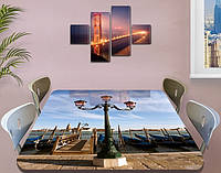 Вінілова наклейка на стіл Ліхтар і Небо самоклейна подвійна плівка декор, блакитний 60 х 100 см