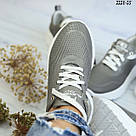 Жіночі шкіряні кросівки сірого кольору, фото 3